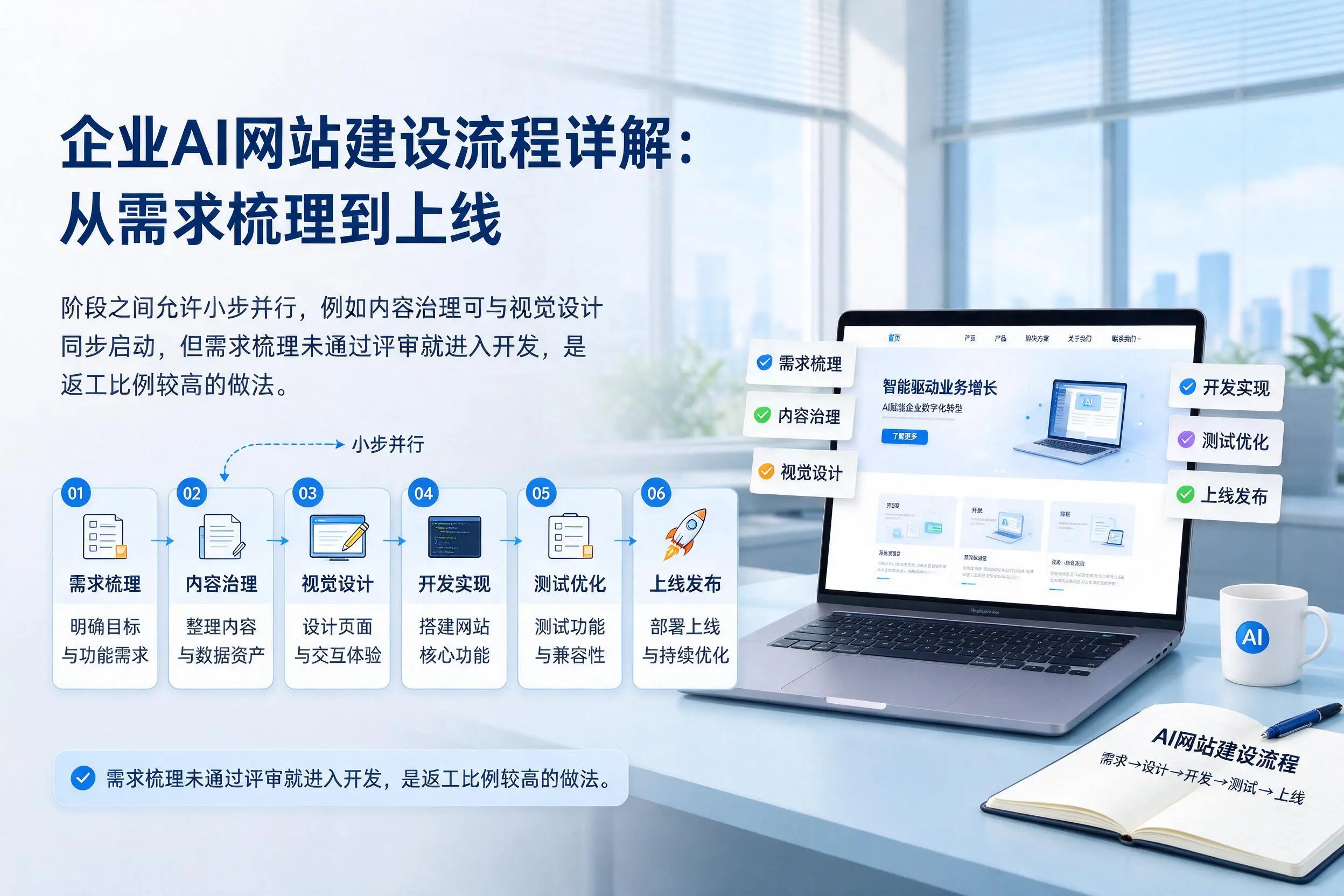 遂宁企业AI网站建设流程详解:从需求梳理到上线