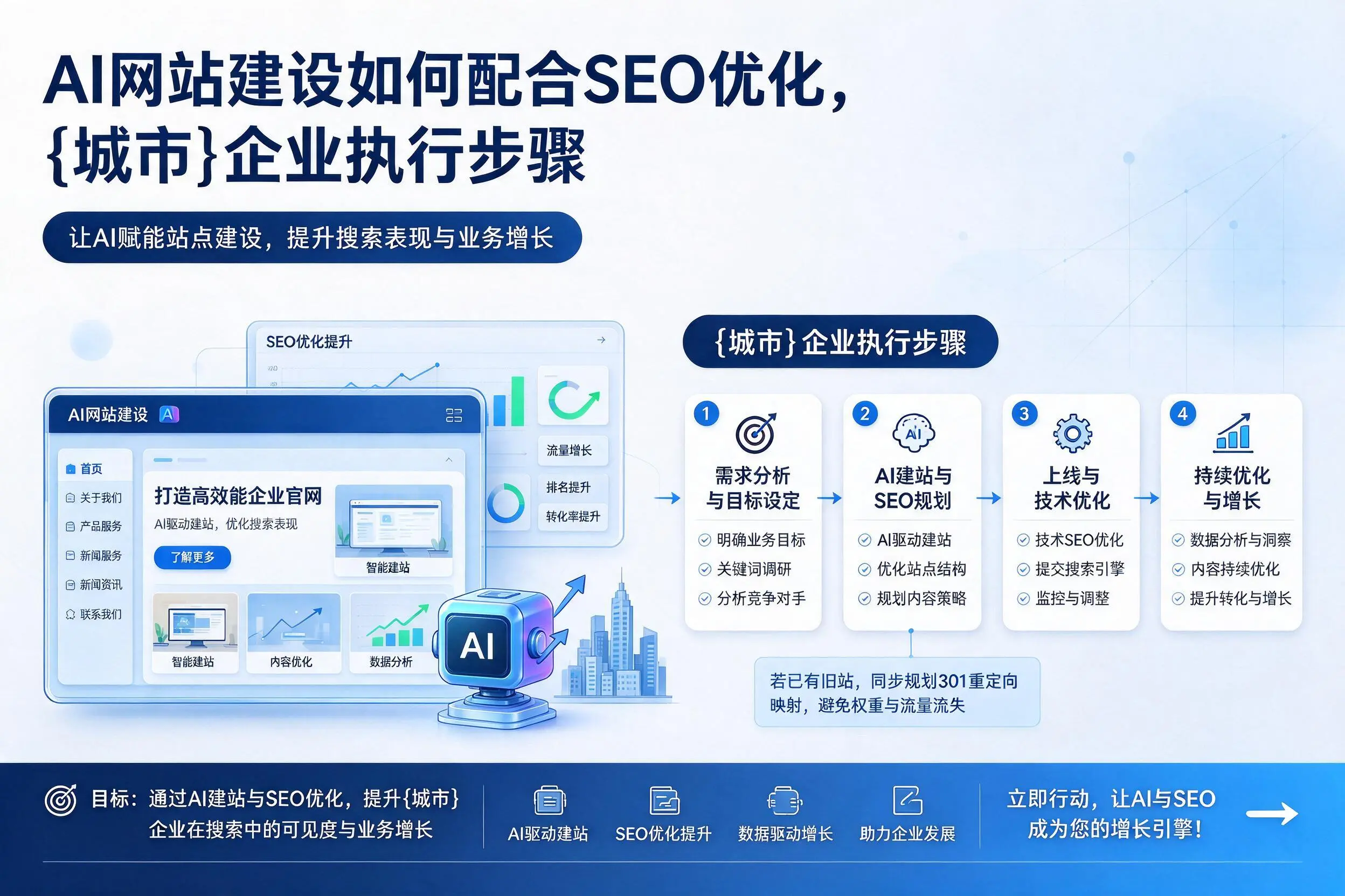 AI网站建设如何配合SEO优化，遂宁企业执行步骤